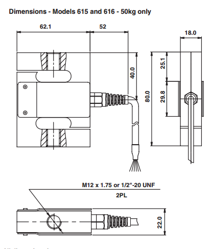 615-100Kg称重传感器产品尺寸