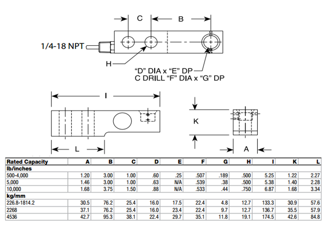 RL30745-2500lb称重传感器产品尺寸图