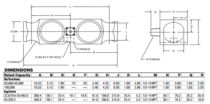 RL75223-50000lb称重传感器尺寸图