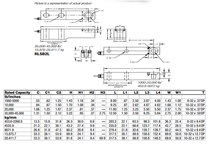 RLSB2L-35000lb称重传感器尺寸图