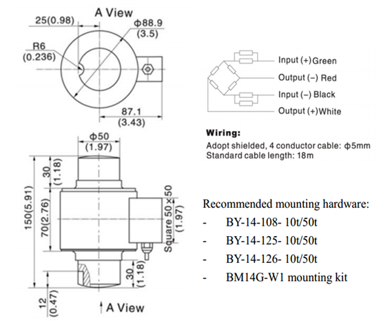 BM14G-C3称重传感器尺寸图