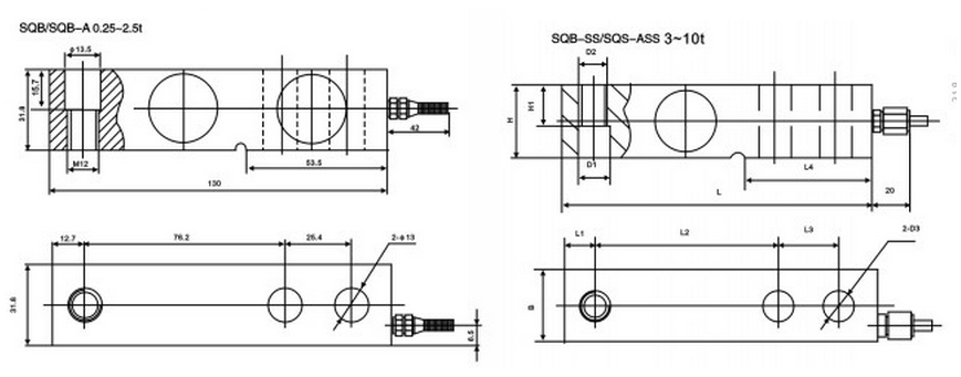 SQB-2称重传感器产品尺寸