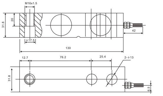 SQBL-2.5T称重传感器产品尺寸图