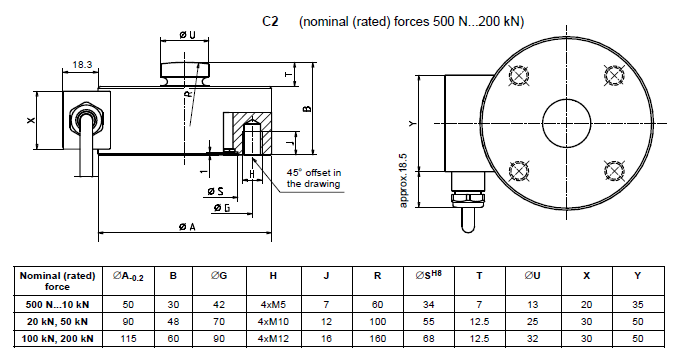 C2力传感器产品结构尺寸