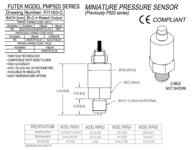 PMP924压力传感器结构尺寸