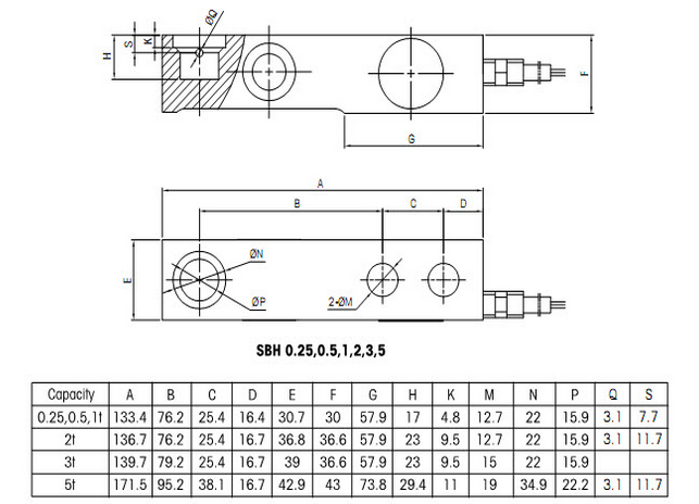 托利多SBH-500Kg产品尺寸图