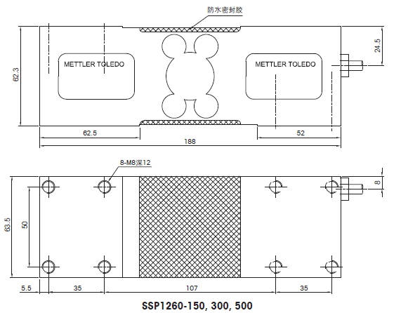托利多SSP1260-150Kg产品尺寸图