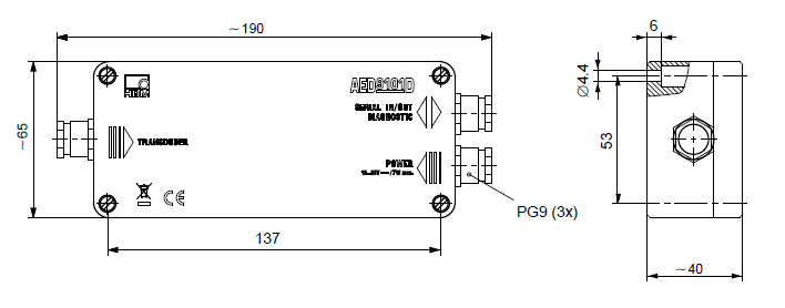 AED9101D放大器尺寸图