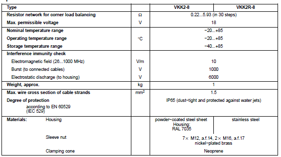 VKK2-8数字接线盒技术参数