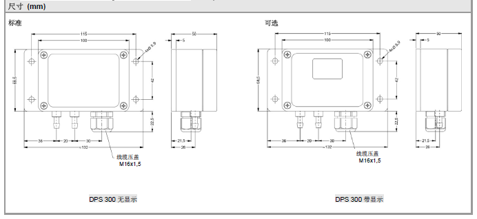 DPS 300压力变送器产品尺寸