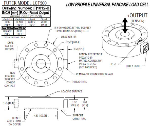 LCF500-25Klb力传感器产品尺寸图