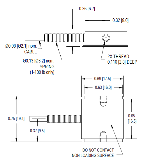 LSB200-5lb力传感器产品尺寸图