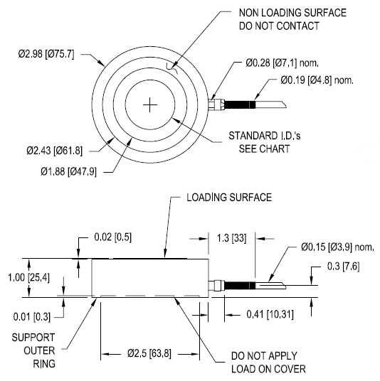 LTH500-7500lb力传感器结构尺寸