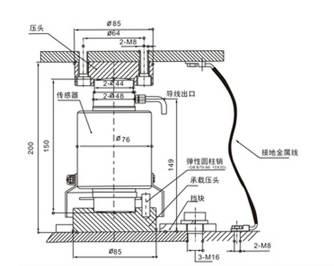 英国OAP ZSF-D-50T称重传感器尺寸图