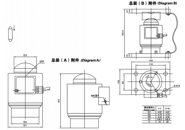 英国OAP ZSKB-40T称重传感器尺寸图