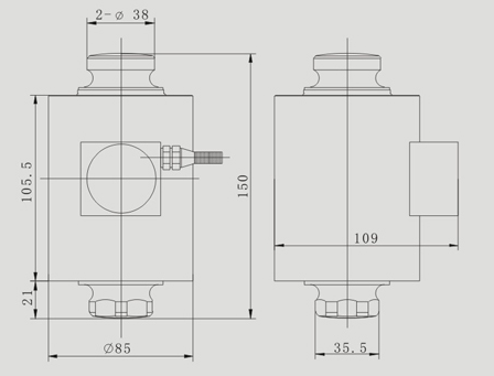 英国OAP ZSNC-D-30T称重传感器尺寸图