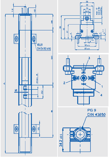 德国Novotechnik TLH系列直线位移传感器尺寸图