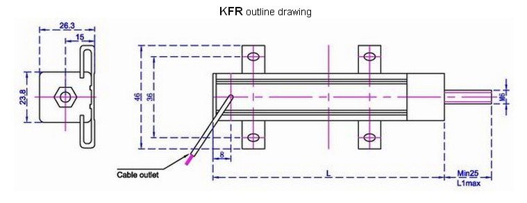 德国VOLFA KFR系列线性位置传感器尺寸图