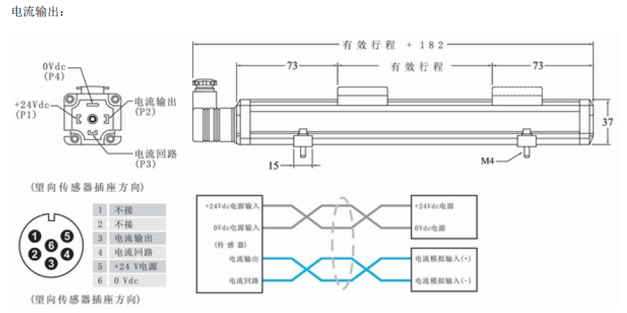 TCP磁致伸缩位移传感器尺寸图