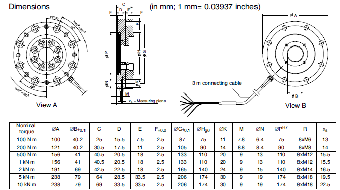 TB1A扭矩传感器产品尺寸图